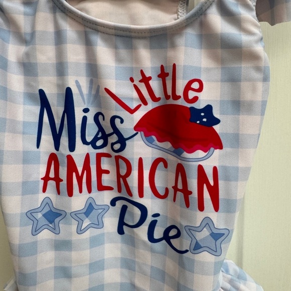 NWOT 2T Girls Red White & Blue Patriotic Little Miss American Pie One Piece - Picture 2 of 6